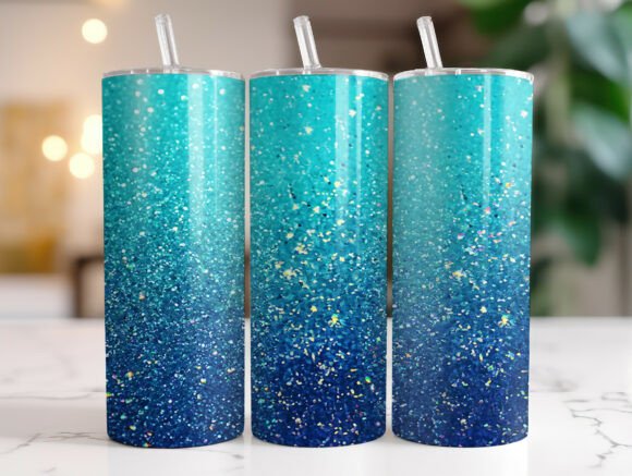 Blue Glitter Ombre Tumbler Wrap Design Review