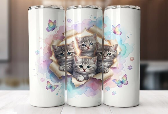 Butterfly Kitten Pastel Tumbler Wrap Design Review