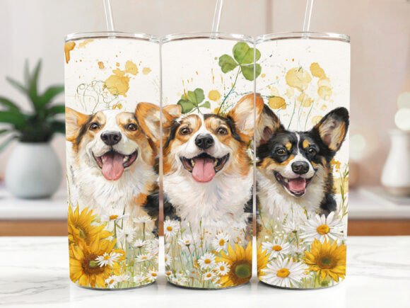 Corgi Floral Tumbler Wrap PNG Review