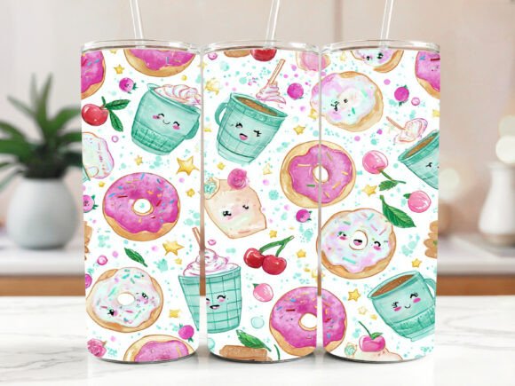 Donut Tumbler Wrap PNG for Real Embroidery Projects