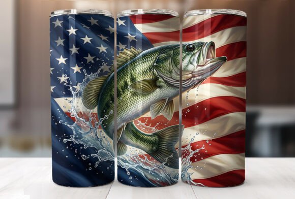 Fishing USA Flag 20oz Tumbler Wrap PNG Review