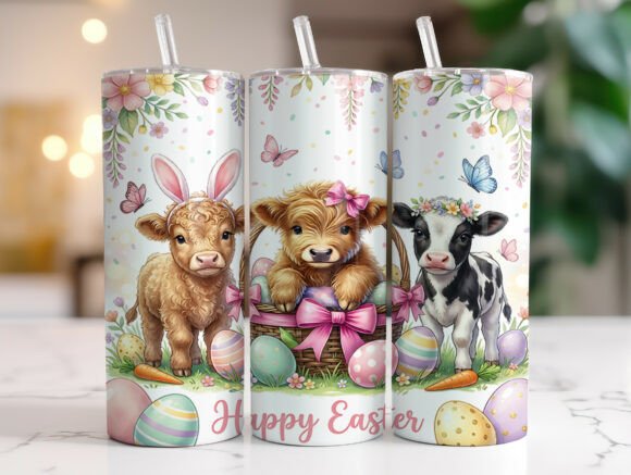 Happy Easter Highland Cow Tumbler Wrap Review