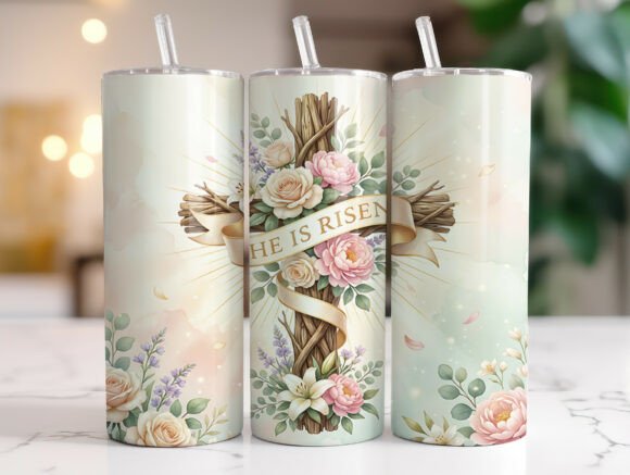 He is Risen Floral Cross Tumbler Wrap Design Review