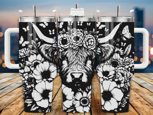 Highland Cow Floral 40oz Tumbler Embroidery Review