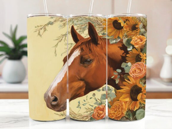 Horse Sunflower Tumbler Wrap Western