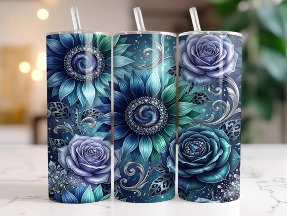 Jeweled Galaxy Sunflower Tumbler Wrap