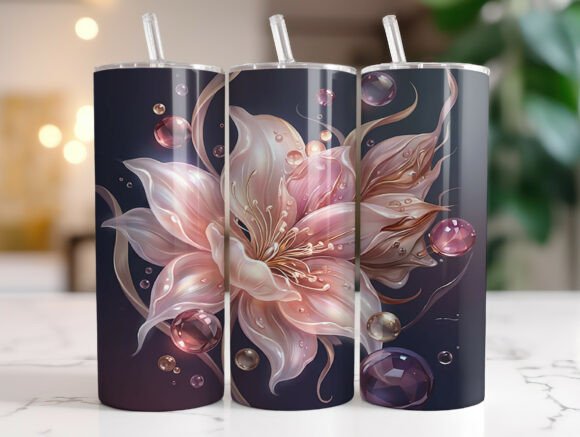 Luxury Pearl Floral Tumbler Wrap PNG Review