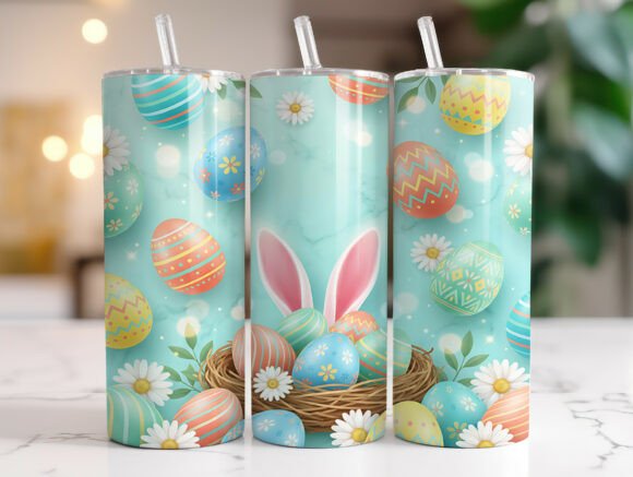 Pastel Easter Eggs Rabbit Tumbler Wrap Design Review