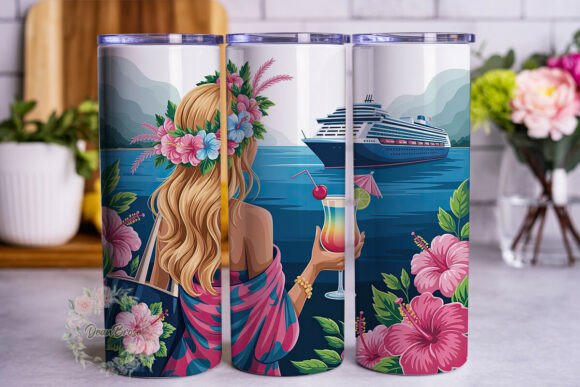 Tropical Cruise Woman Tumbler Wrap PNG Review